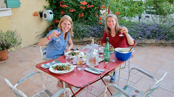 Dinner on the dream back porch with the ultimate hosts, Stacy and MB.