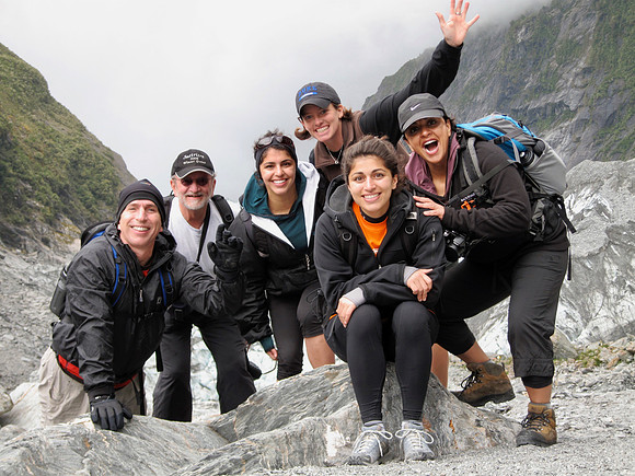 Heli-hiking crew on the glaciers at Franz Josef.