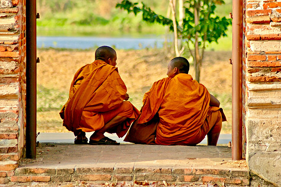 Colorful monks in Thailand.
