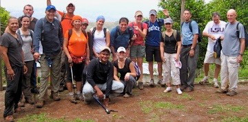 Hiking in the rain forest with Peque and Katie's crew.