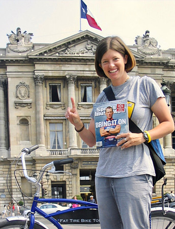 When Lance defended his Tour de France title each year at the finish in Paris, his flag flew.