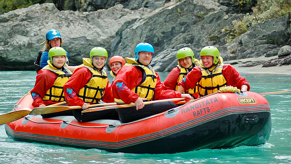 New Zealand rafting on the South Island. Rangitata River.