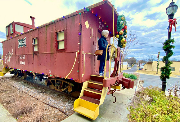 Mom on the Frisco caboose.